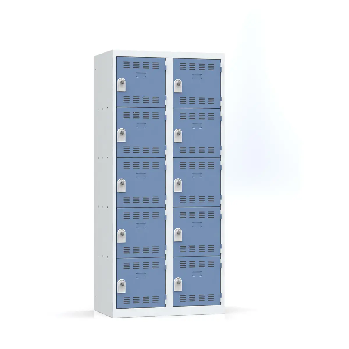 Vestiaire multicases - 2 colonnes de 5 cases - 180x80 cm - Gris/bleu - Vinco INDUSTRIES photo du produit