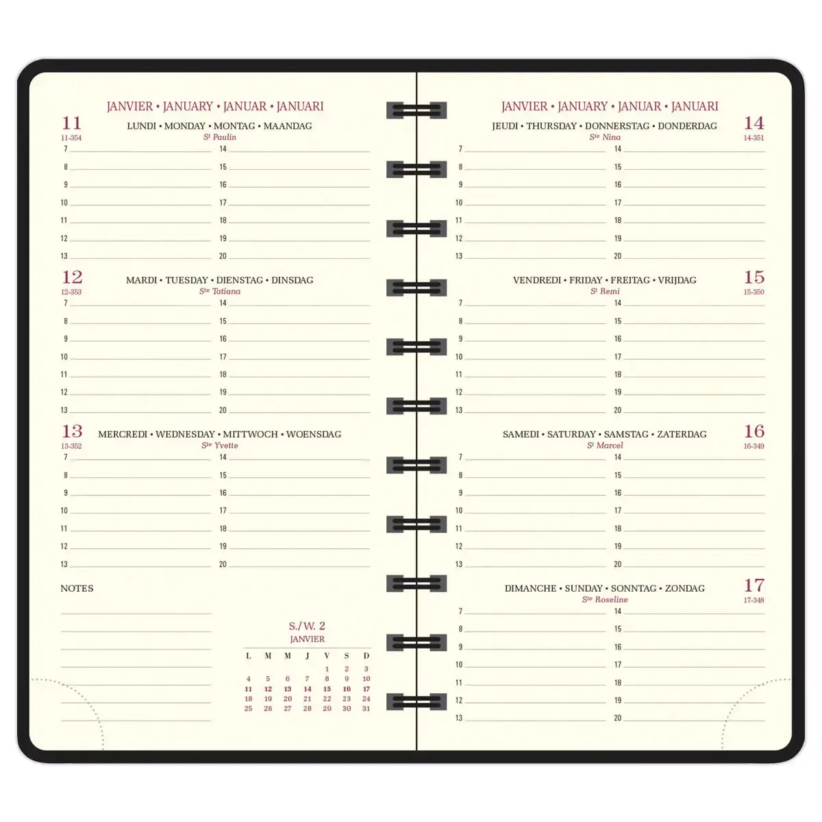 Agenda semainier Swan - 9 x 16cm - Bleu p&eacute;trole - Janv/D&eacute;c - EXACOMPTA photo du produit