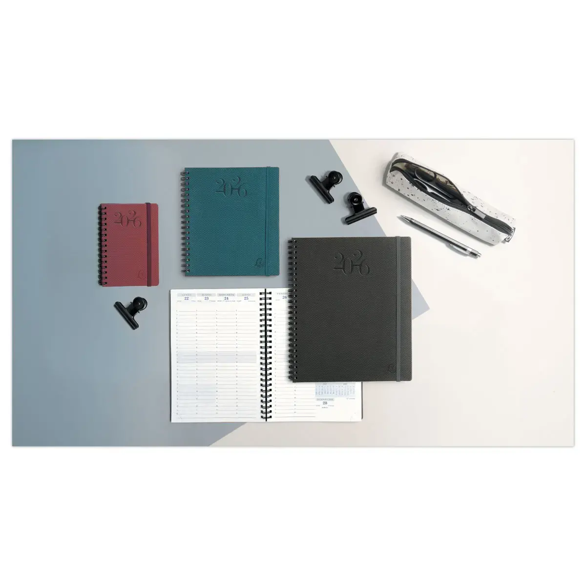 Agenda semainier  Swan - 18,5x 22,5 cm - Anthracite - Janvier &agrave; d&eacute;cembre - EXACOMPTA photo du produit