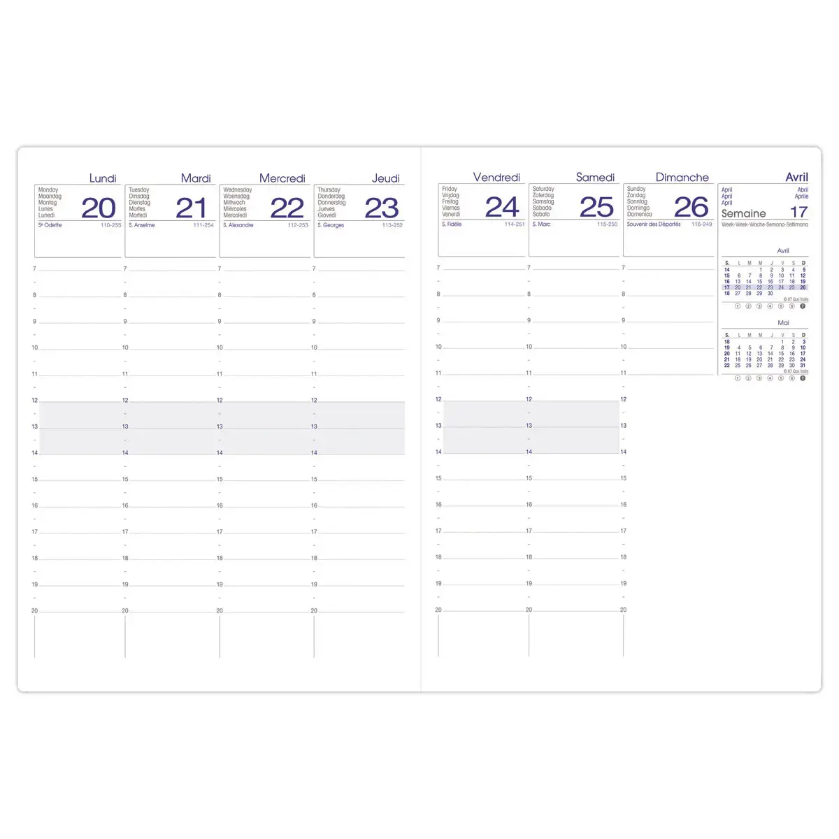 Agenda semainier - 16x24 cm - Décembre à décembre - Anthracite photo du produit