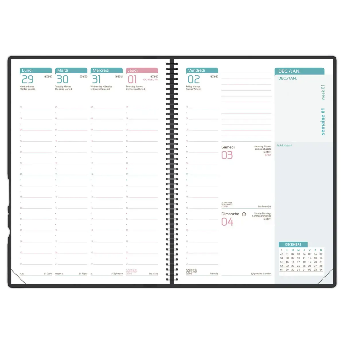 Agenda semainier  Flowers - 15x21cm - Bleu foncé - Janvier à décembre - OXFORD photo du produit