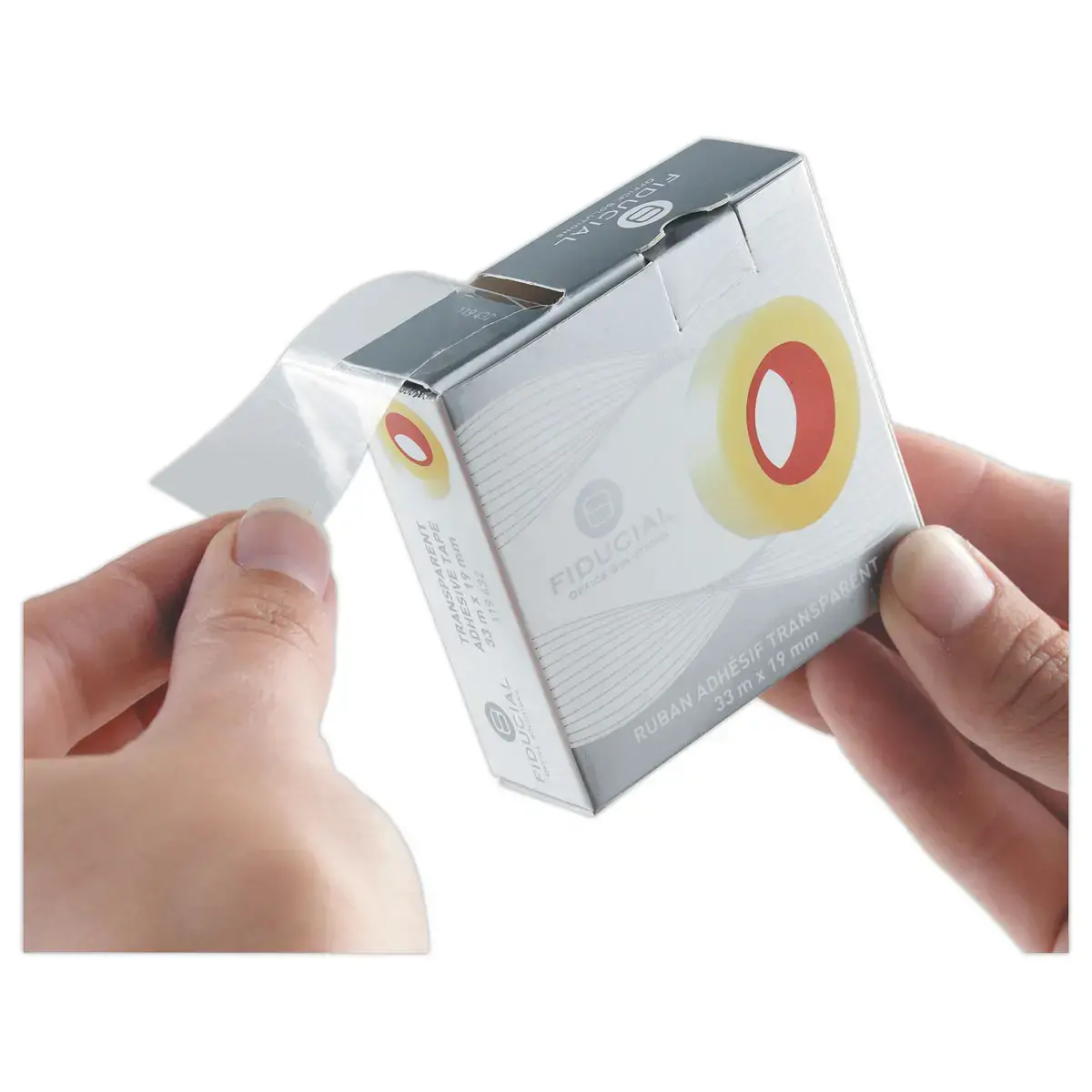 Ruban adh&eacute;sif transparent avec bo&icirc;te de d&eacute;coupe - Fiducial photo du produit