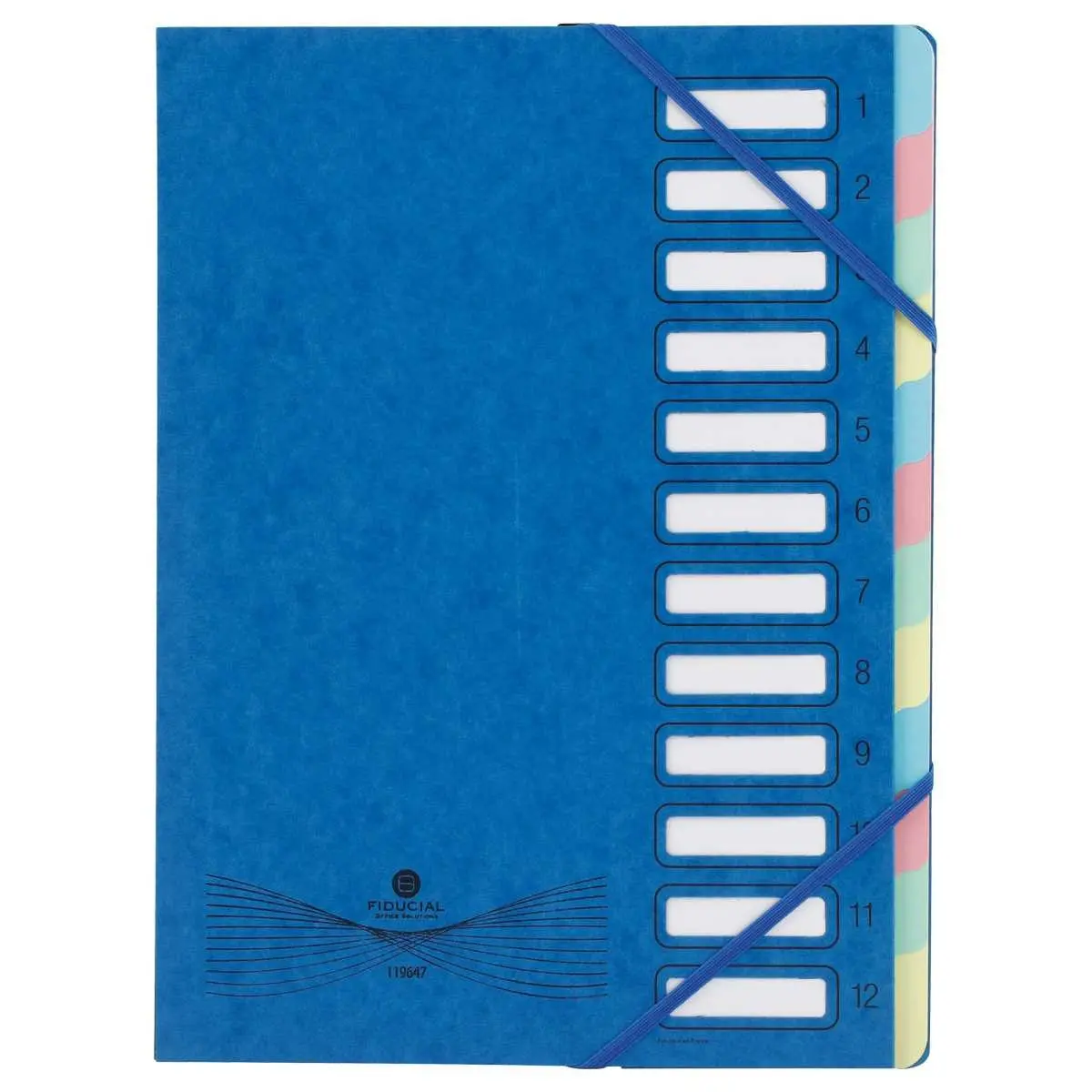 Trieur extensible carte lustrée - 12 onglets - Bleu - FIDUCIAL photo du produit