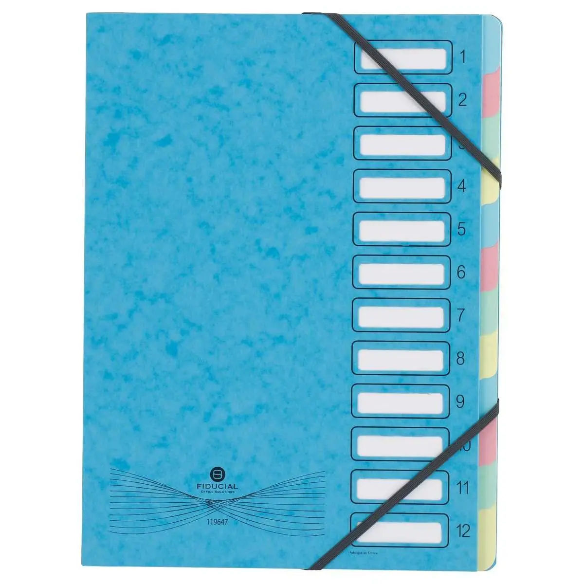 Trieur extensible carte lustrée - 12 onglets - Bleu clair - Fiducial photo du produit