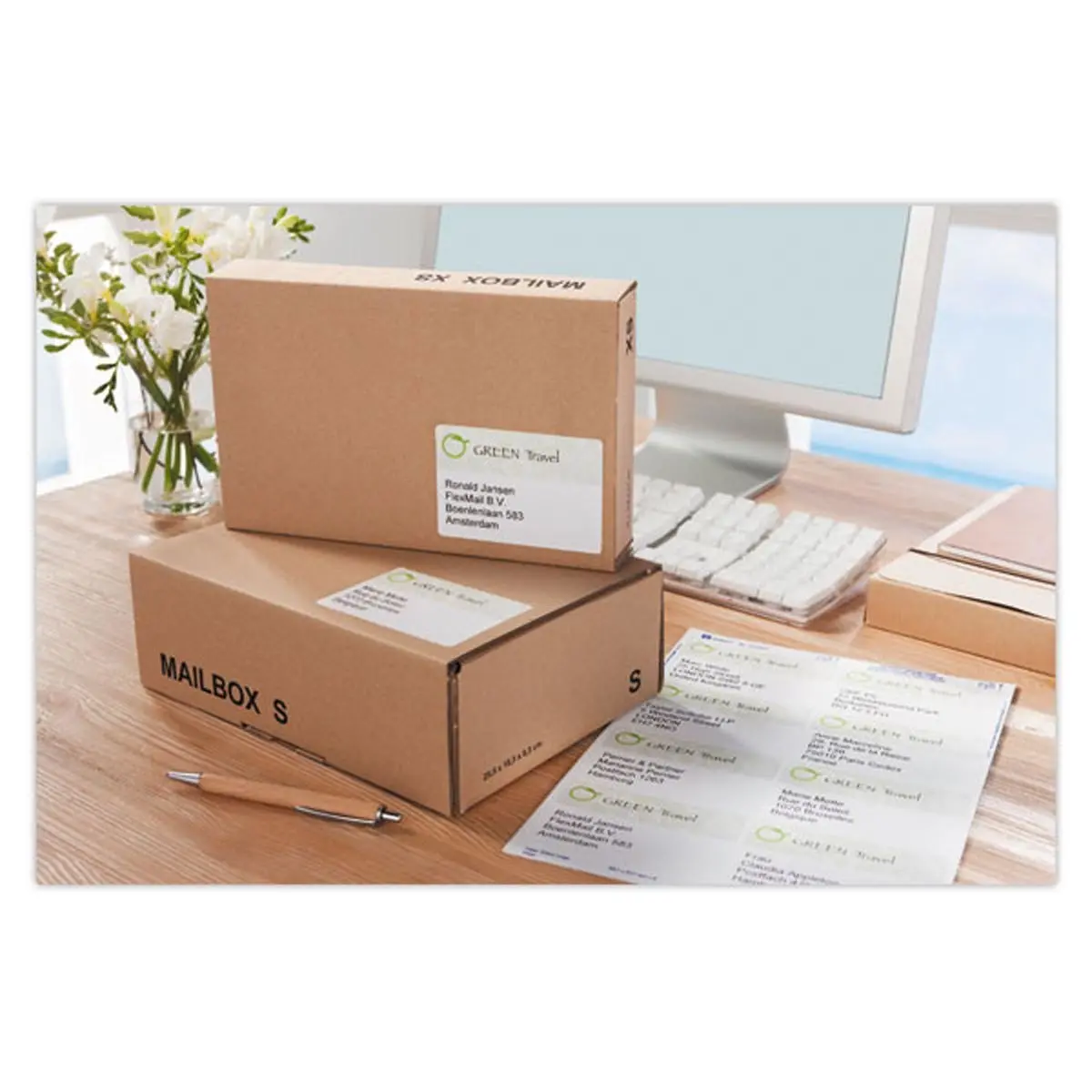 100 Planches d'étiquettes laser - 99,1x139 mm - soit 400 étiq/boîte - AVERY photo du produit