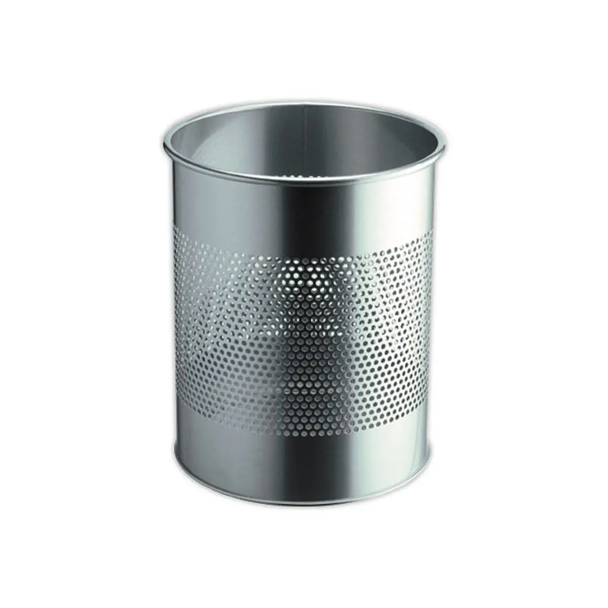 Corbeille &agrave; papier m&eacute;tal ajour&eacute;e 15 litre argent photo du produit