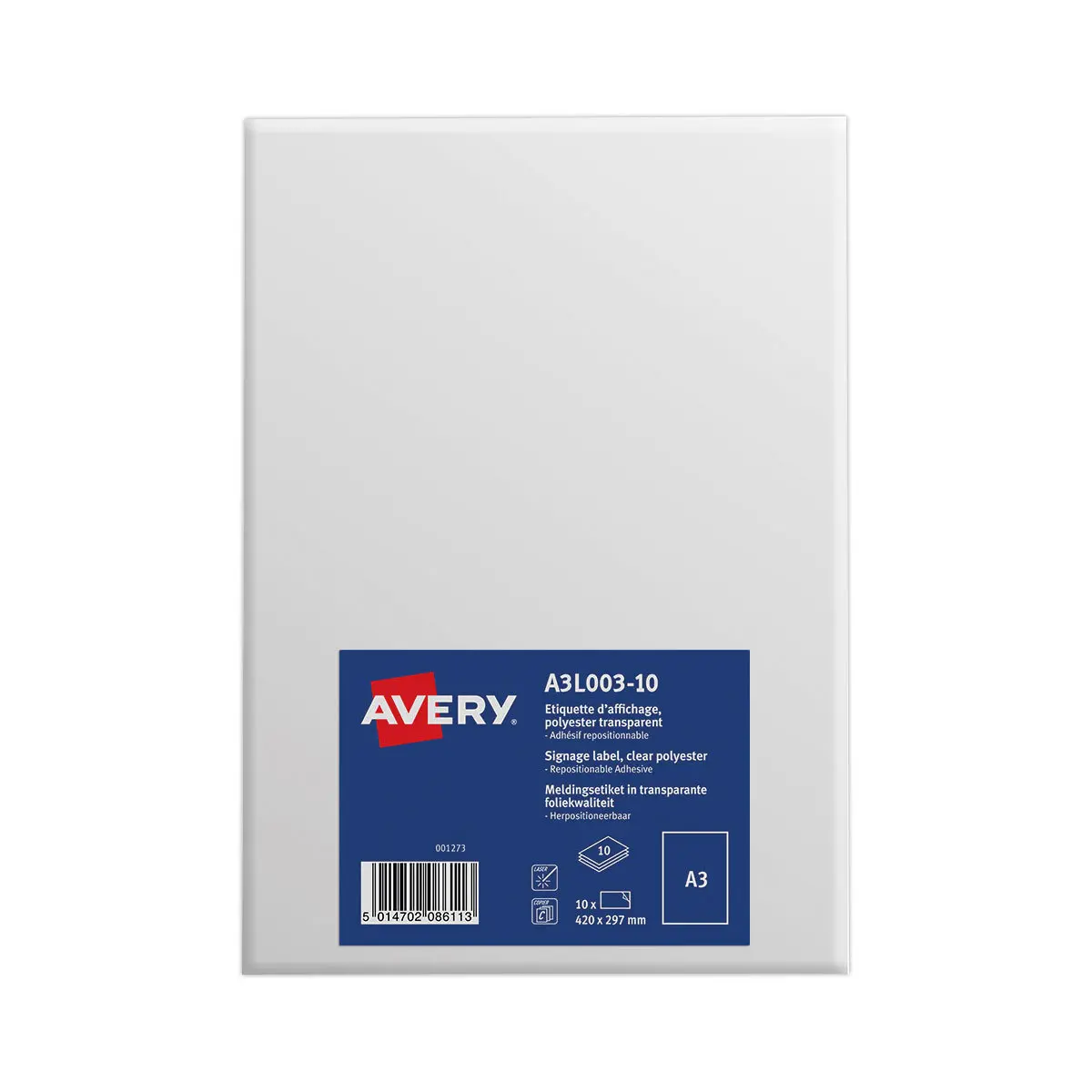 10 &Eacute;Tiquettes adh&eacute;sive A3 transparentes personnalisables photo du produit