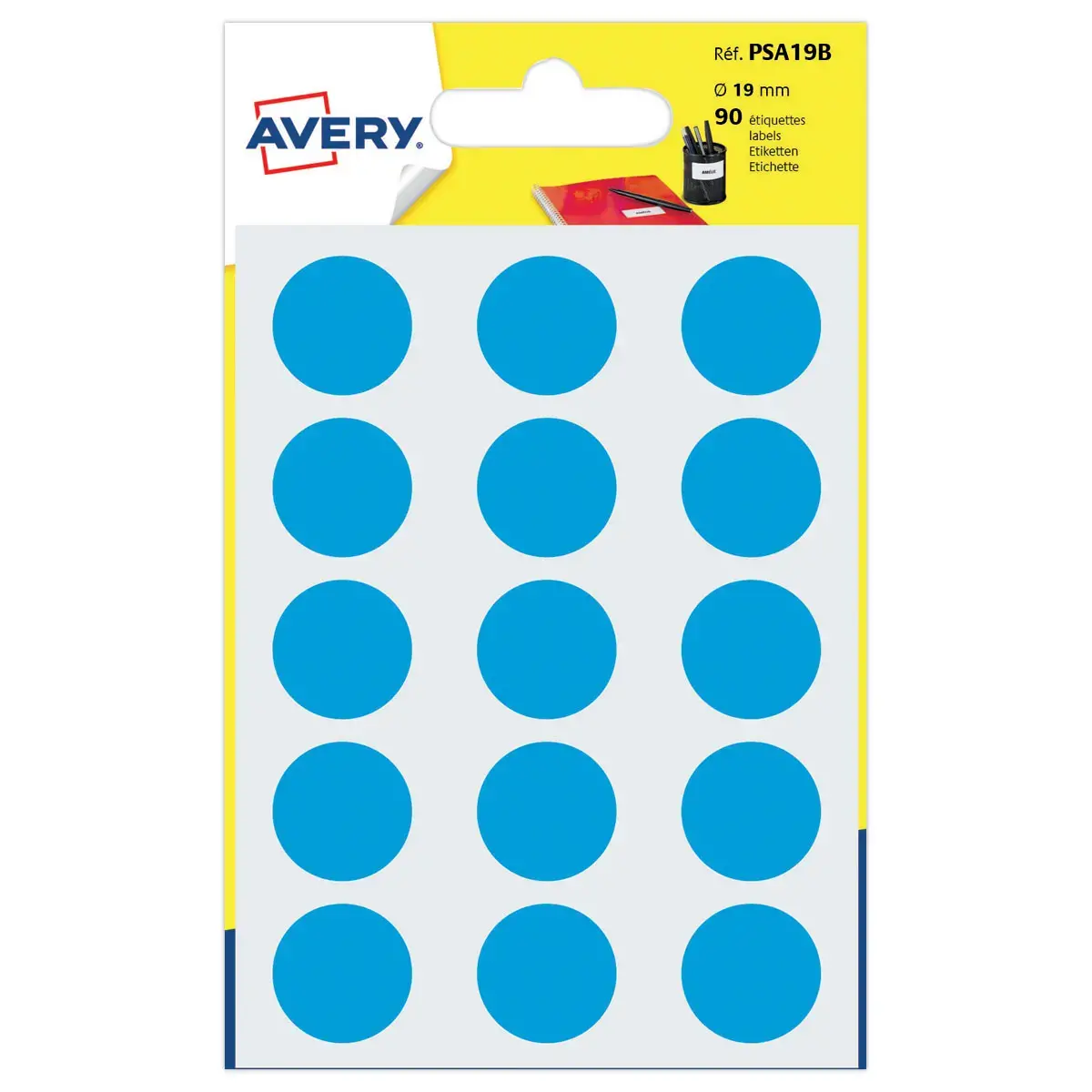 Pastilles gommettes - Ø 19 mm - bleu - Avery photo du produit