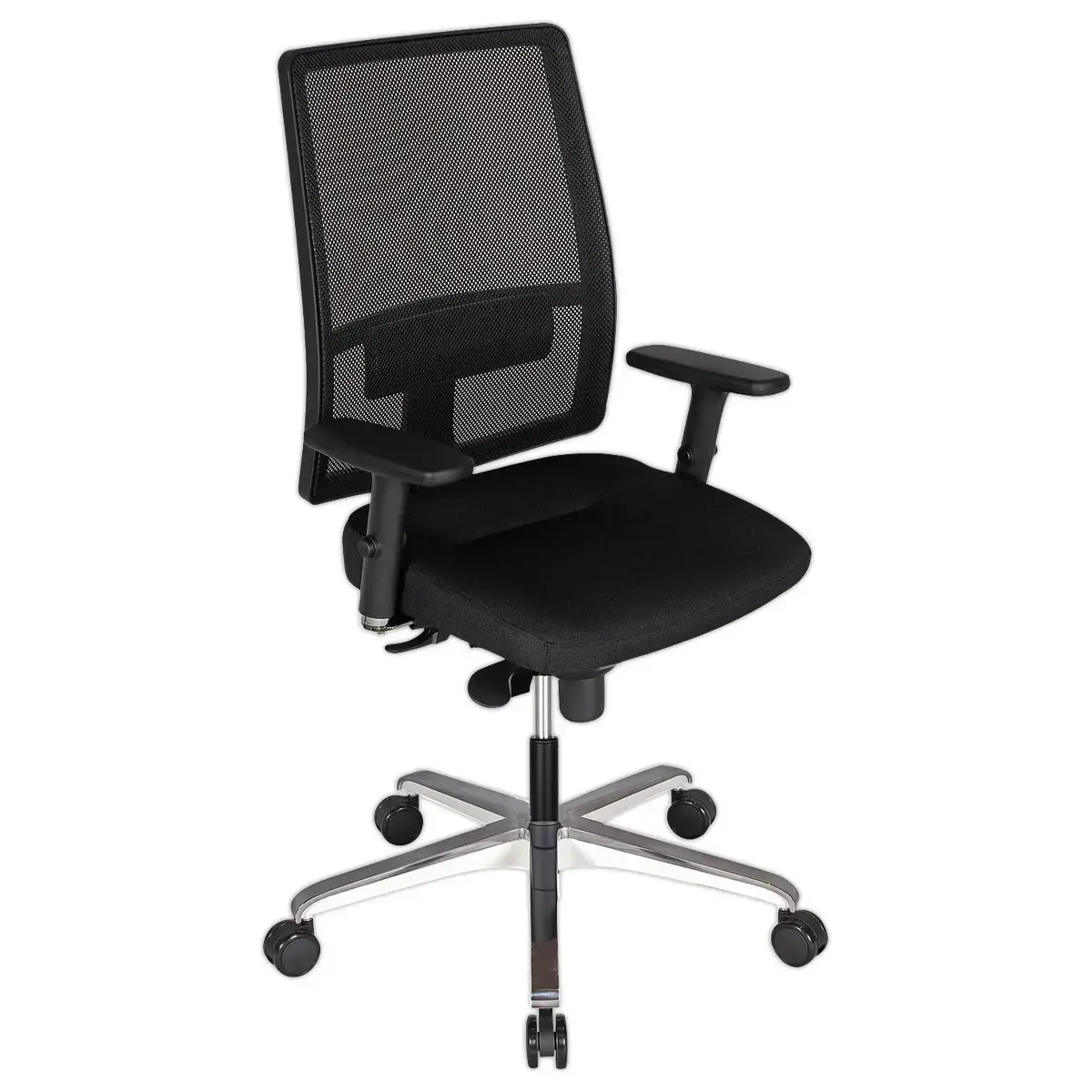 Si&egrave;ge de bureau synchrone Bizzy - Assise noire et dossier r&eacute;sille - Mont&eacute; photo du produit