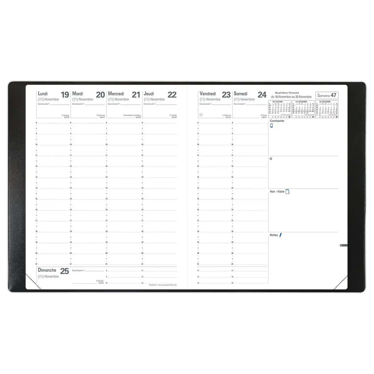 Agenda semainier Club - 21x27cm - Noir - Janvier à décembre - QUO VADIS photo du produit