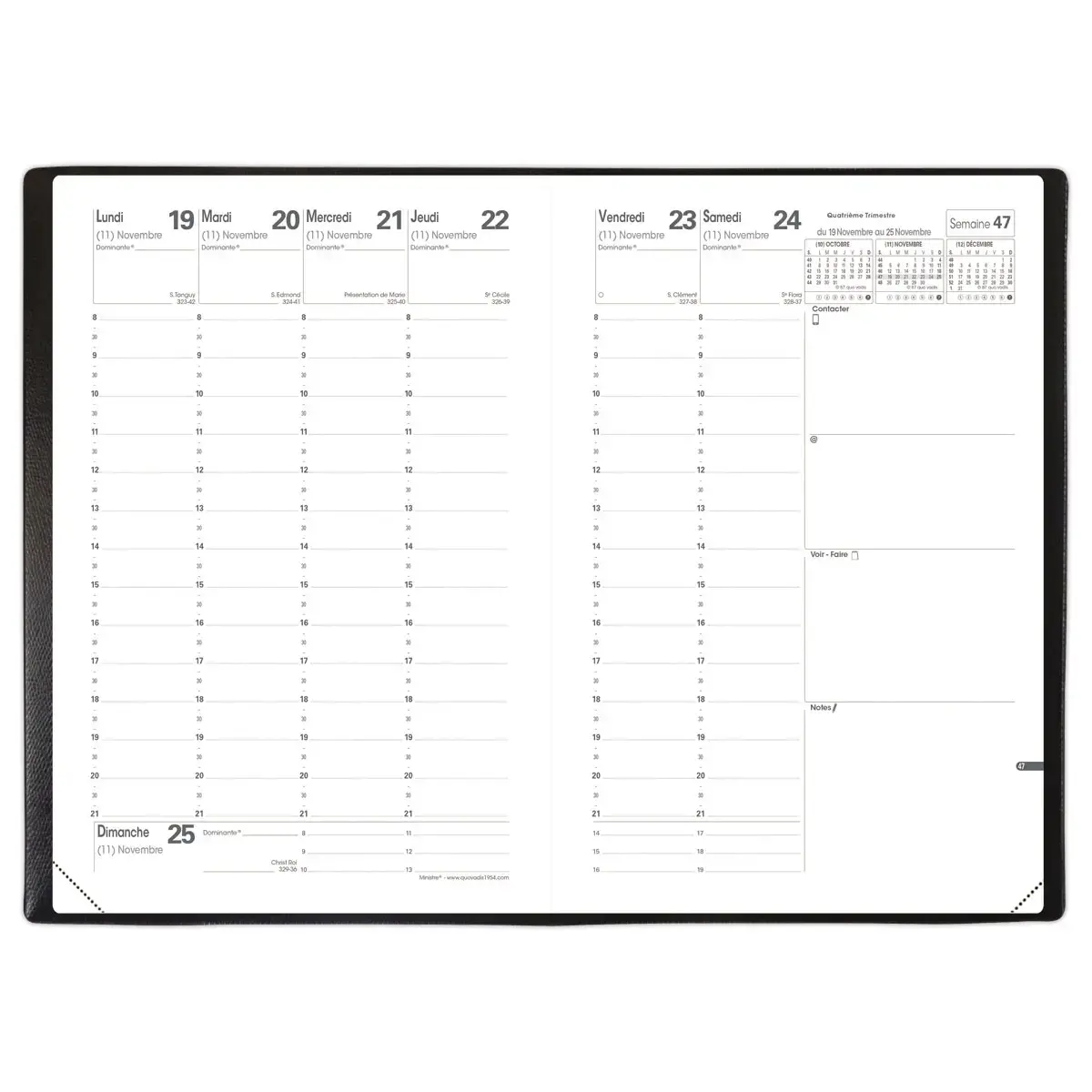 Agenda semainier  Planing Ministre - 16x24cm - Noir - Janvier à décembre - QUO VADIS photo du produit