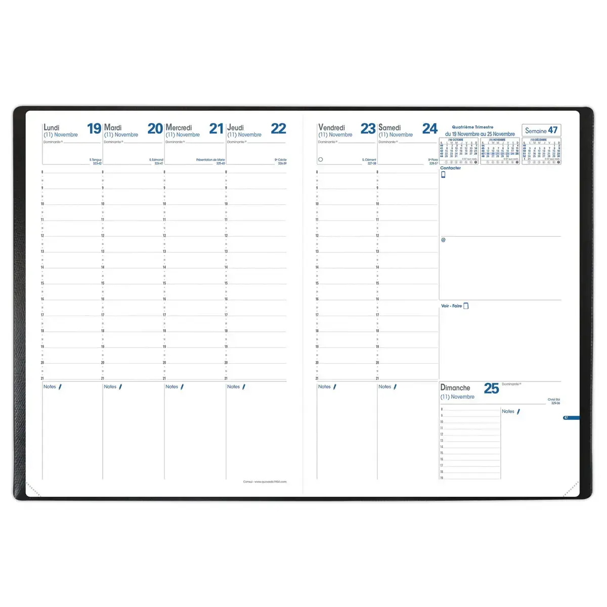 Agenda semainier  Consul - 21x29,7cm - Noir - Janvier à décembre - QUO VADIS photo du produit