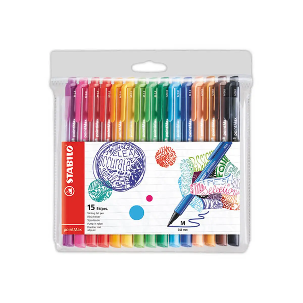 15 Stylos-feutres pointMax - Pointe moyenne - Encre eau - Coloris assorti - Stabilo photo du produit