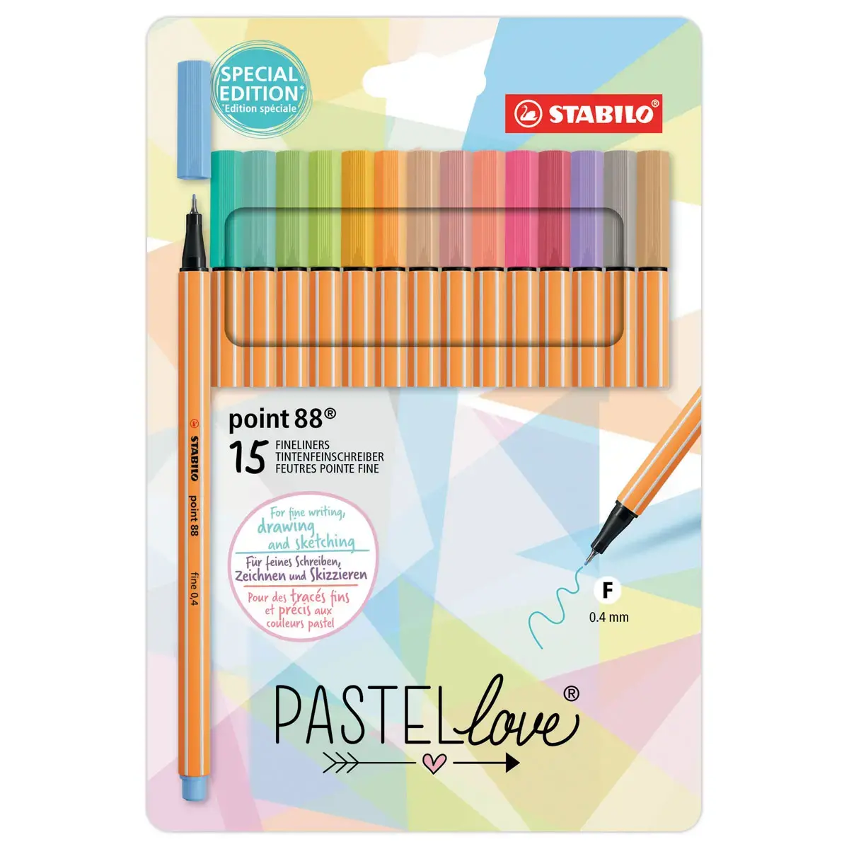 15 Stylos-feutres point 88 - Pointe fine - Encre eau - STABILO photo du produit