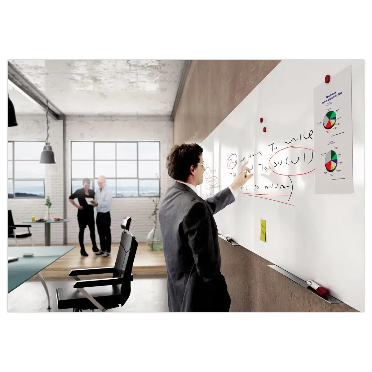 Tableau magn&eacute;tique blanc sans cadre - 100 x 150 cm - Rocada photo du produit