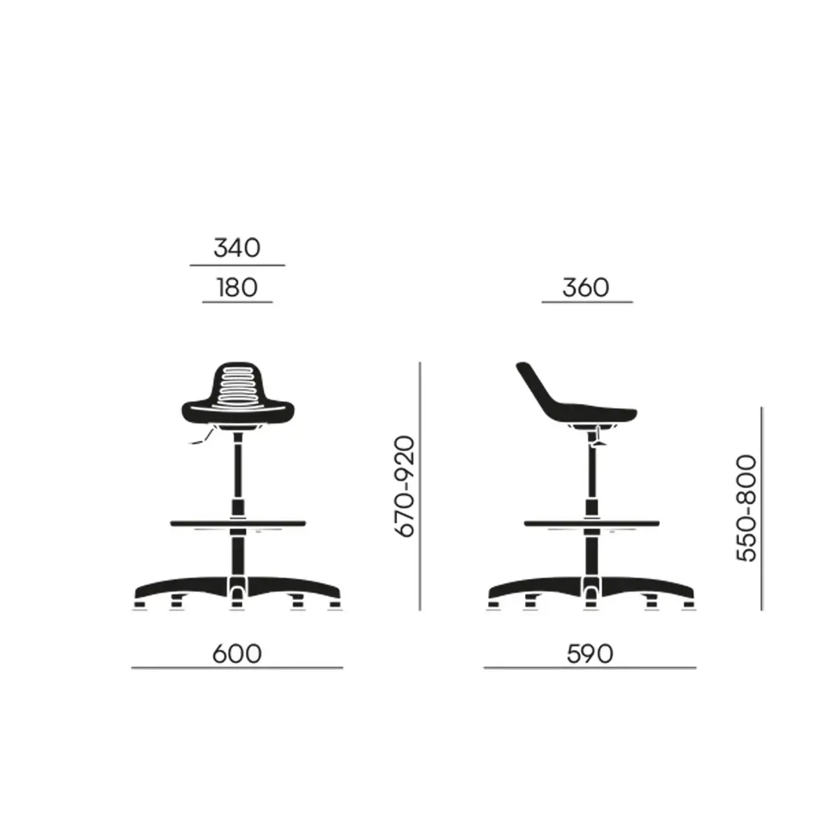 Tabouret technique – Assise réglable en hauteur – Monté photo du produit