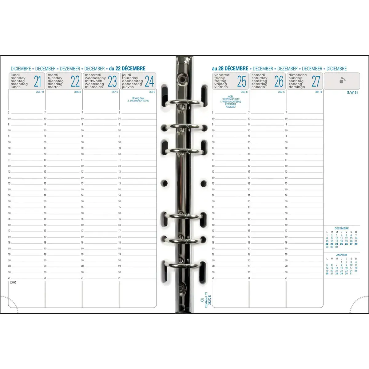 Recharge mill&eacute;sim&eacute;e Exatime 21 - 14x21 cm - Septembre &agrave; d&eacute;cembre - EXACOMPTA photo du produit