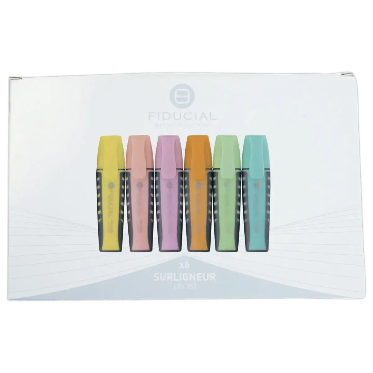 6 Surligneurs pastel - Pointe large - Fiducial photo du produit