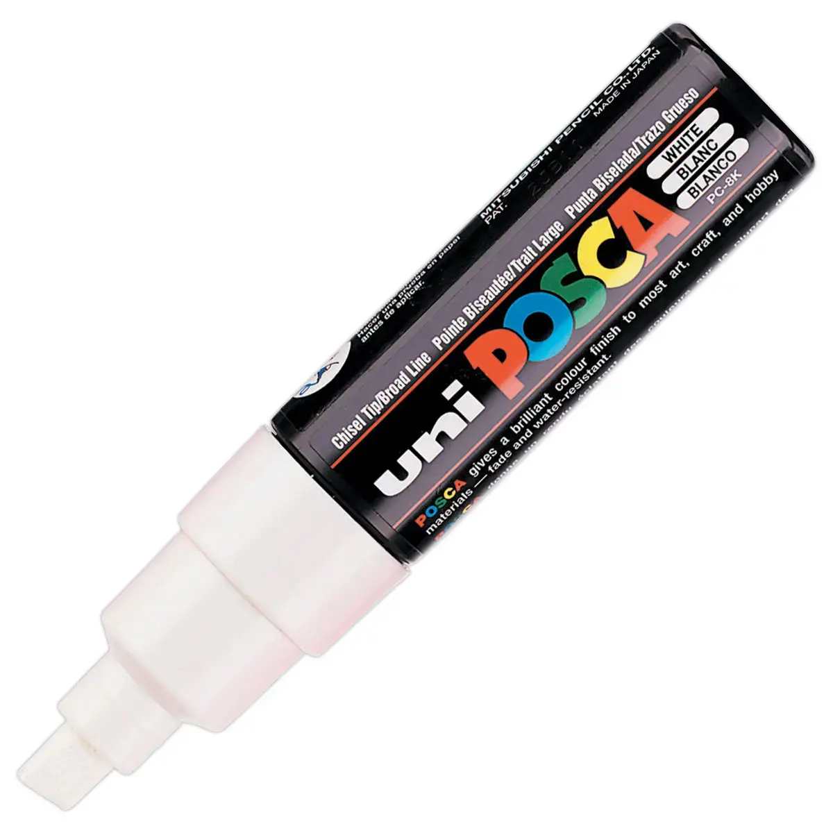 Marqueur peinture  Posca PC8K - Pointe biseau - blanc - UNIBALL photo du produit
