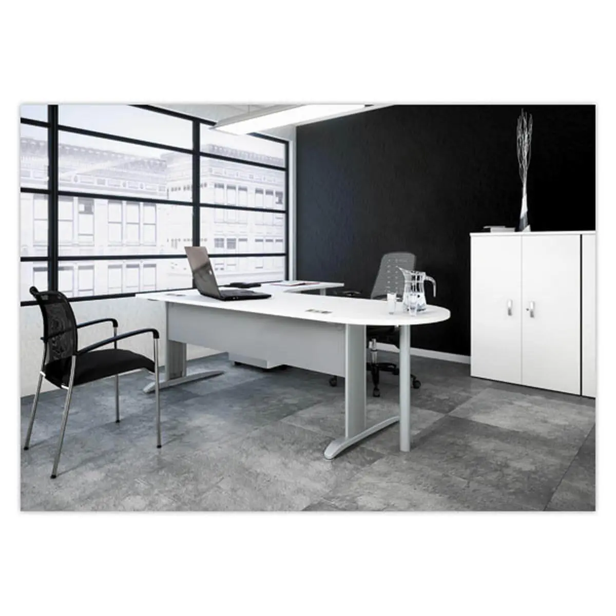 Bureau BUENOS AIRES - Plateau blanc et pieds aluminium - 120x80 cm photo du produit