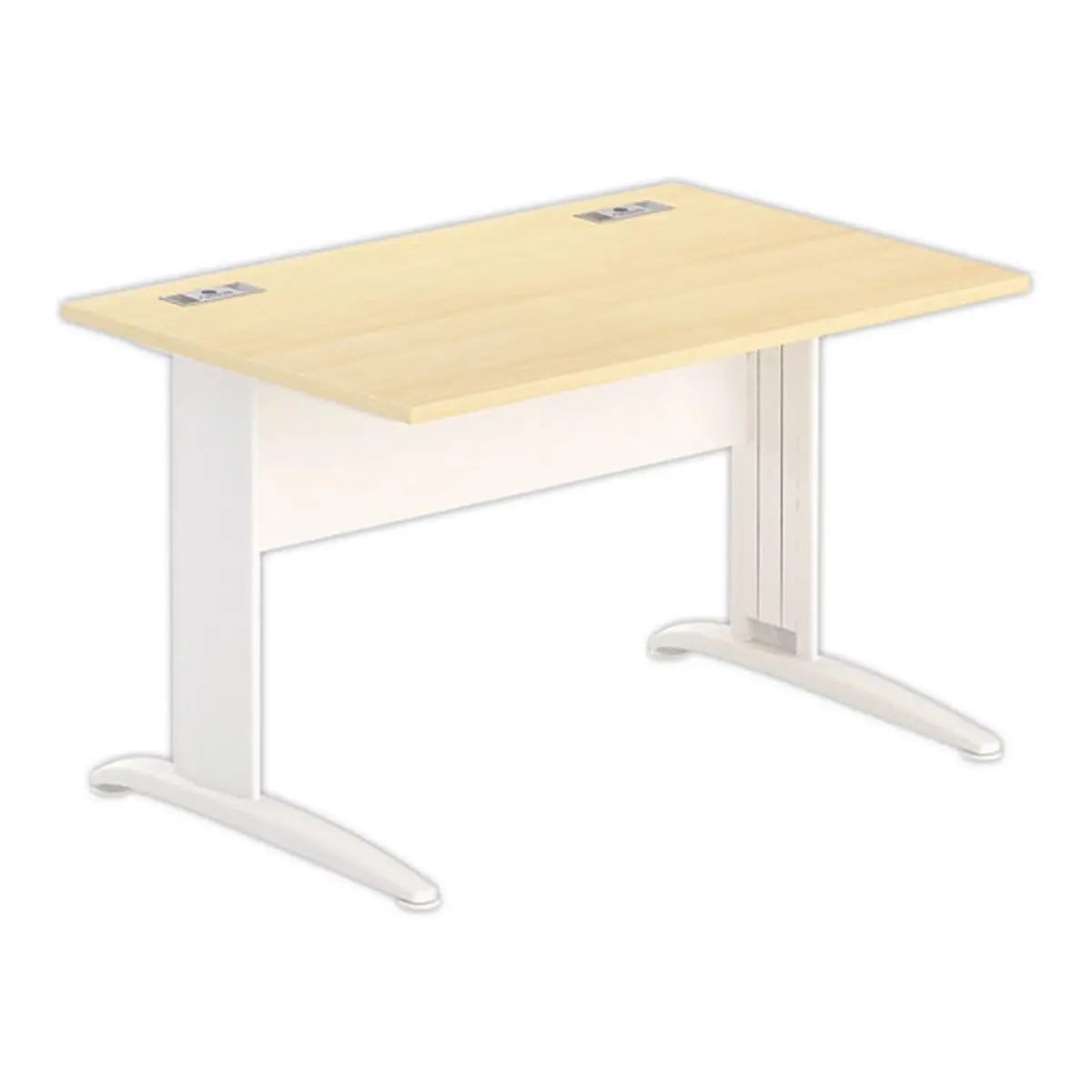 Bureau Buenos Aires - 120 x 80 cm - Plateau h&ecirc;tre et pieds blancs - Fiducial photo du produit