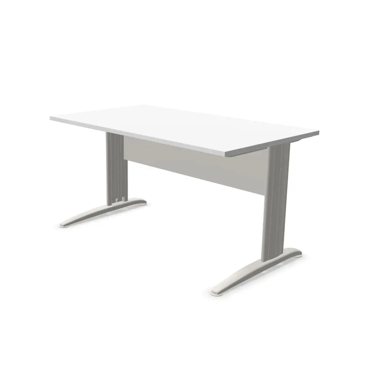 Bureau Buenos Aires - Plateau blanc et pieds aluminium - 140x80 cm photo du produit