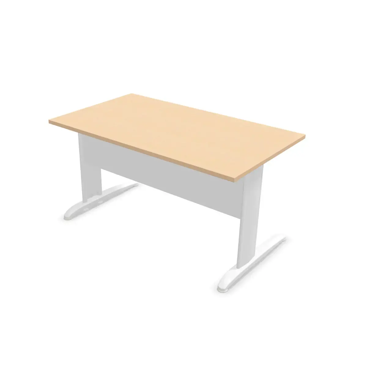 Bureau Buenos Aires - 140 x 80 cm - Plateau h&ecirc;tre et pieds blancs - Fiducial photo du produit