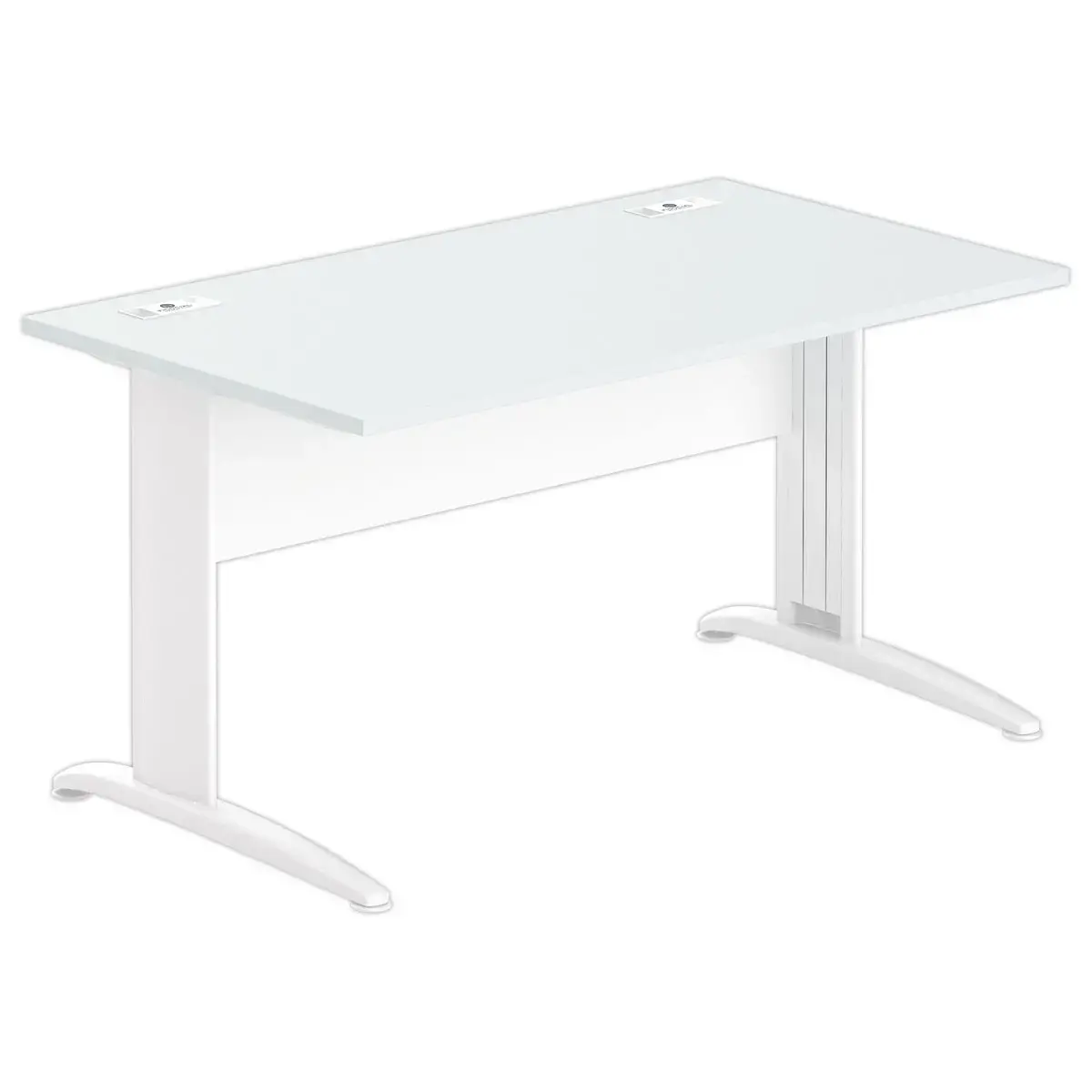 Bureau Buenos Aires - 140 x 80 cm - Plateau gris et pieds blancs - Fiducial photo du produit