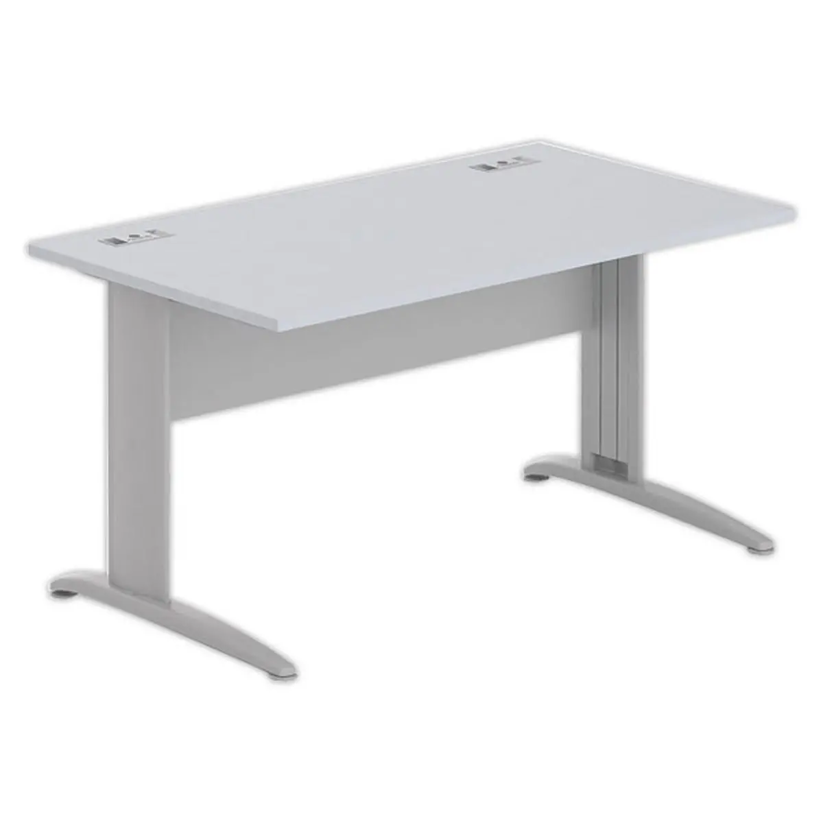 Bureau BUENOS AIRES - Plateau gris et pieds aluminium - 140x80 cm - FIDUCIAL photo du produit