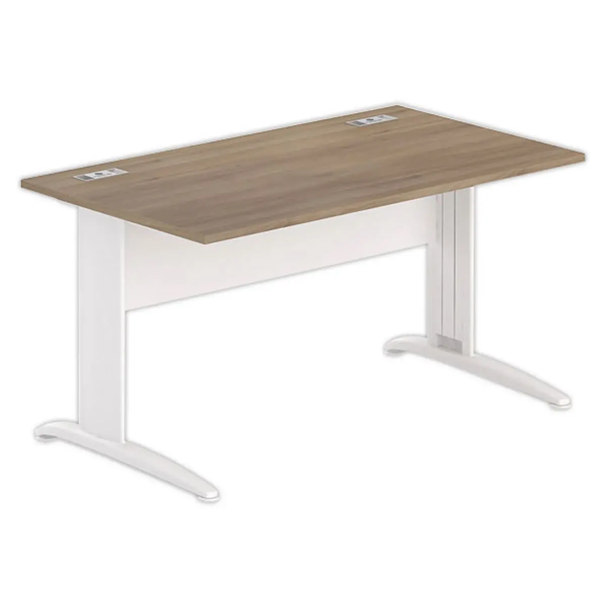 Bureau Buenos Aires - 140 x 80 cm - Plateau noyer et pieds blancs - Fiducial photo du produit