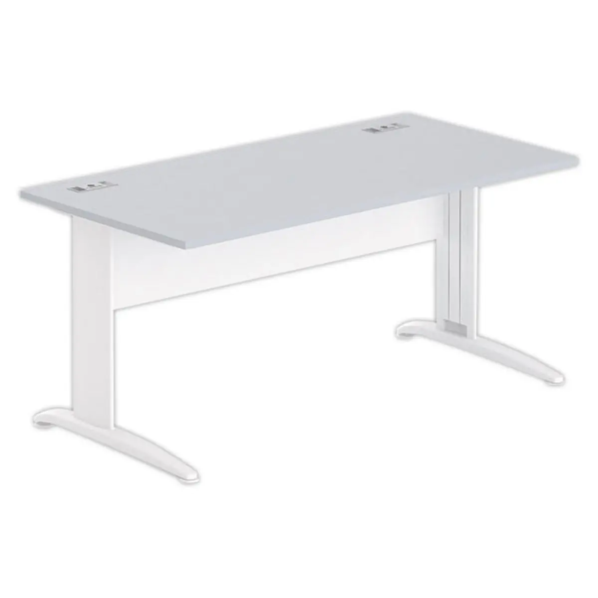 Bureau Buenos Aires - Plateau gris et pieds blancs - 160x80 cm photo du produit