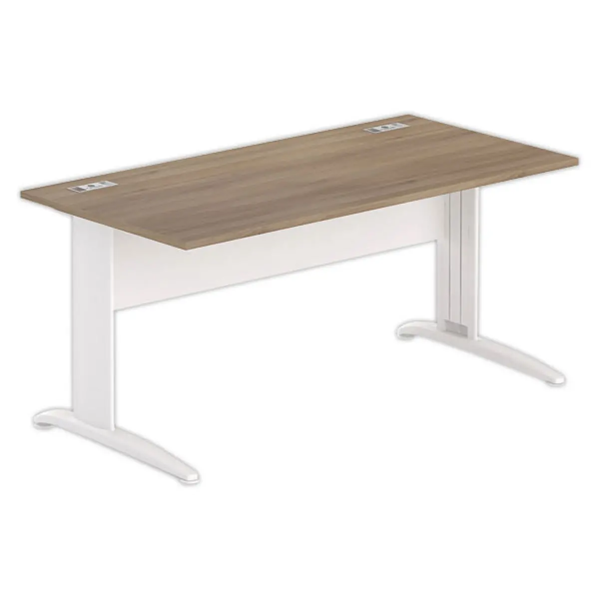 Bureau Buenos Aires - 160 x 80 cm - Plateau noyer et pieds blancs - Fiducial photo du produit