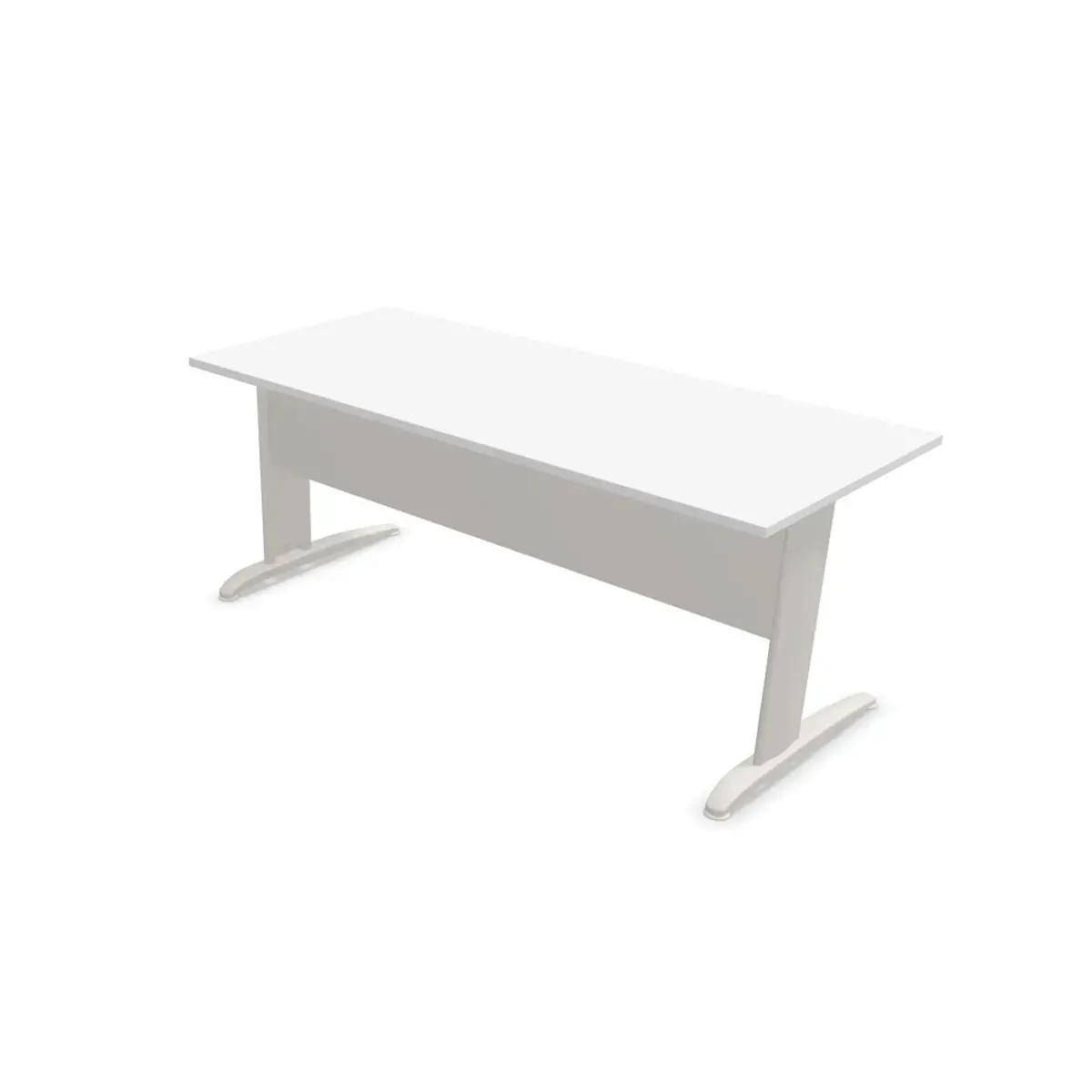 Bureau BUENOS AIRES - Plateau blanc et pieds aluminium - 180x80 cm photo du produit