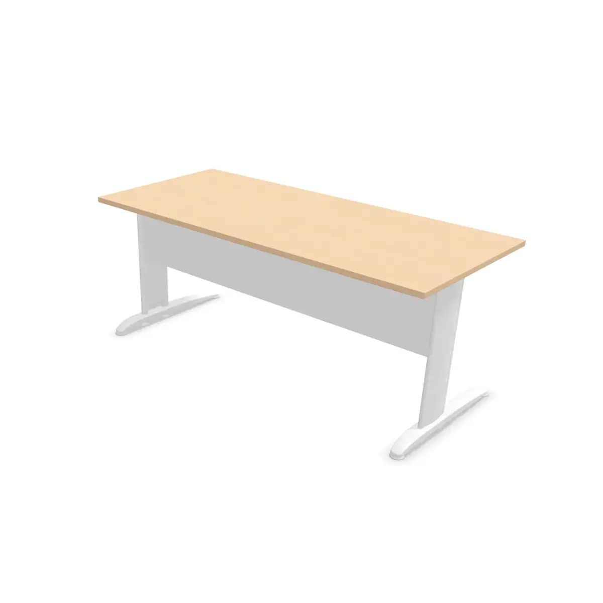 Bureau Buenos Aires - Plateau h&ecirc;tre et pieds blancs - 180x80 cm photo du produit