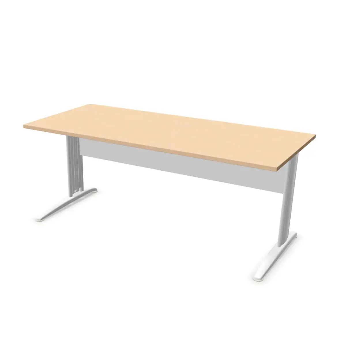 Bureau Buenos Aires - Plateau h&ecirc;tre et pieds blancs - 180x80 cm photo du produit