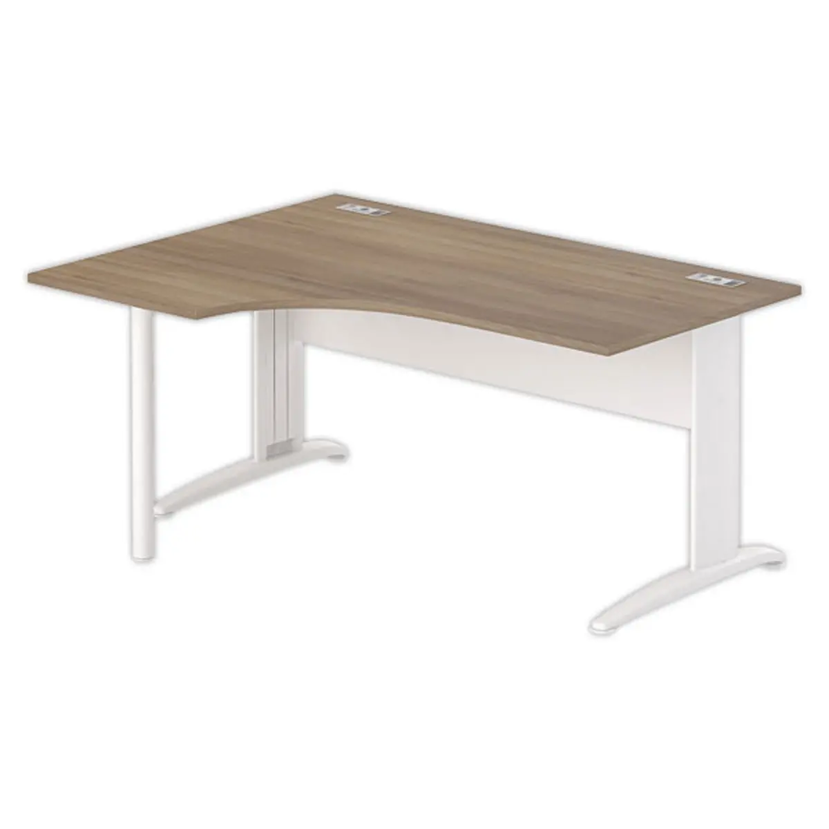 Bureau BUENOS AIRES compact retour &agrave; gauche noyer/blanc, L160 photo du produit