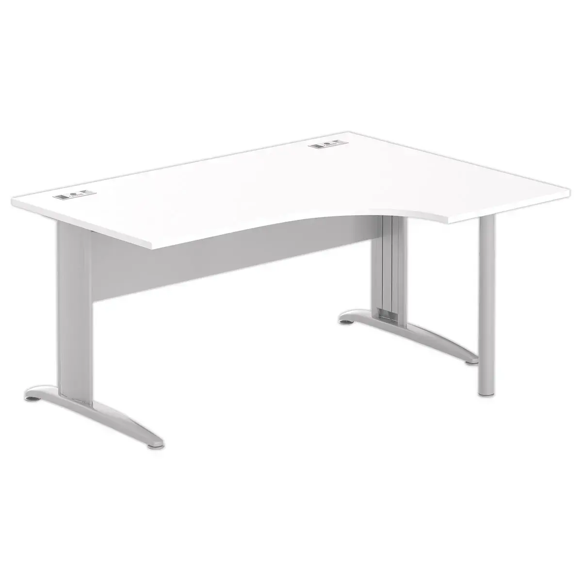 Bureau BUENOS AIRES compact retour à droite blanc/alu, L160 photo du produit