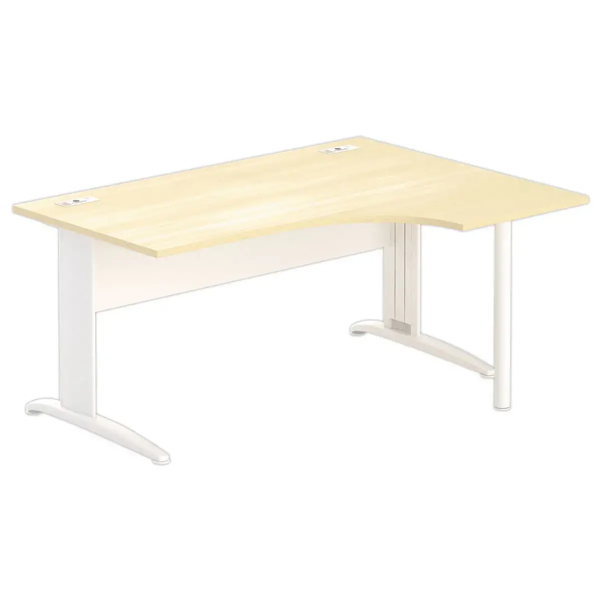 Bureau BUENOS AIRES compact retour &agrave; droite h&ecirc;tre/blanc, L160 photo du produit