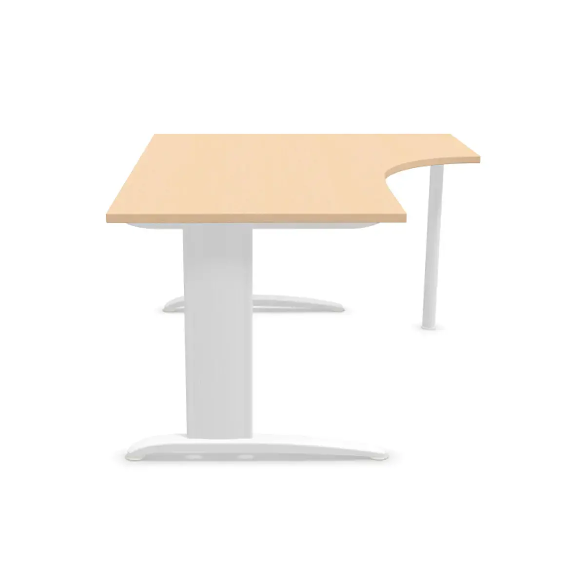 Bureau BUENOS AIRES compact retour &agrave; droite h&ecirc;tre/blanc, L160 photo du produit