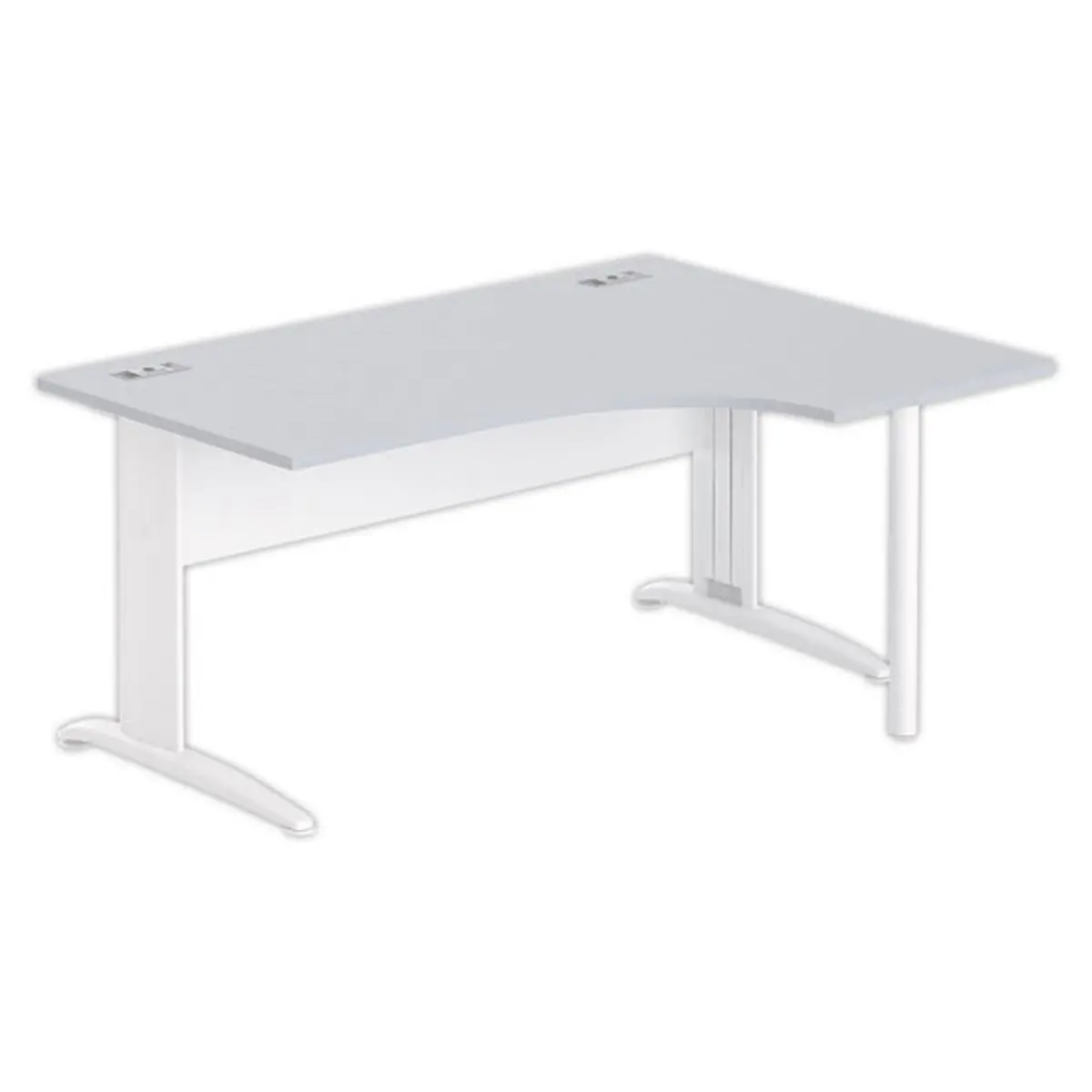 Bureau BUENOS AIRES compact retour &agrave; droite gris/blanc, L160 photo du produit