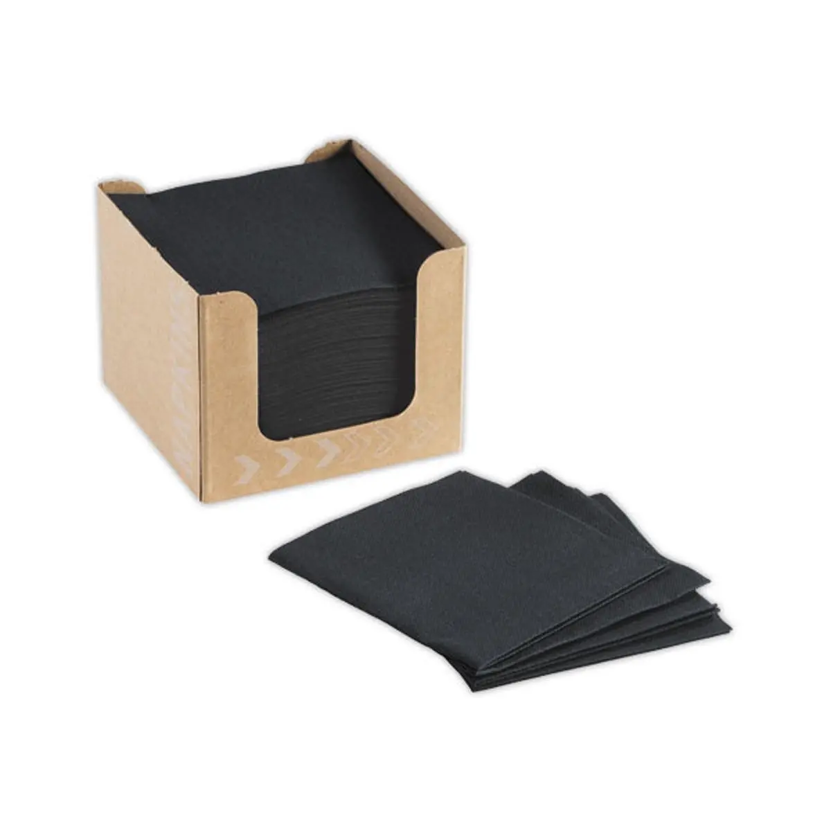 50 Serviettes à cocktail - 20 x 20 cm - Noir - DUNI photo du produit