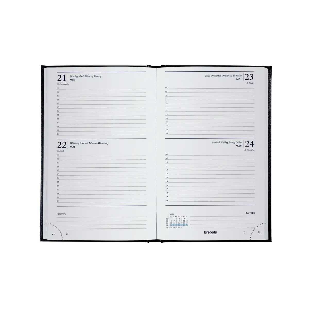 Agenda journalier Saturnus - 2j/page - 13,3x20,8cm - Noir - Janvier à décembre - BREPOLS photo du produit