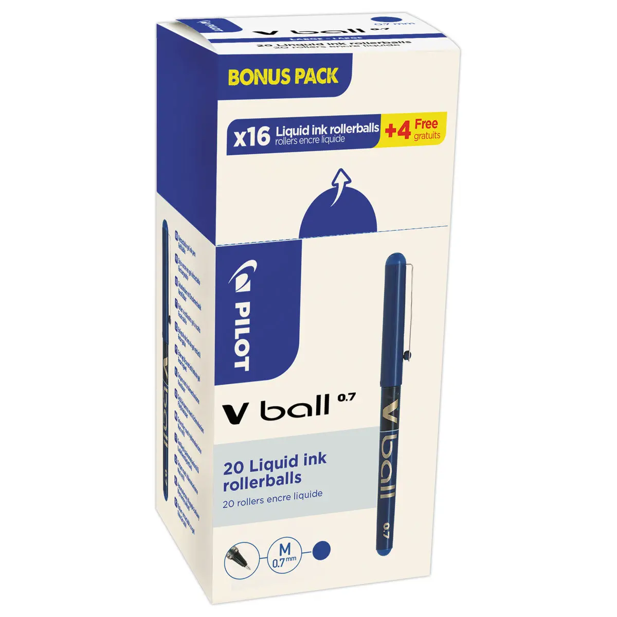 20 Rollers pointe métal - Ecriture moyenne - bleu - PILOT photo du produit
