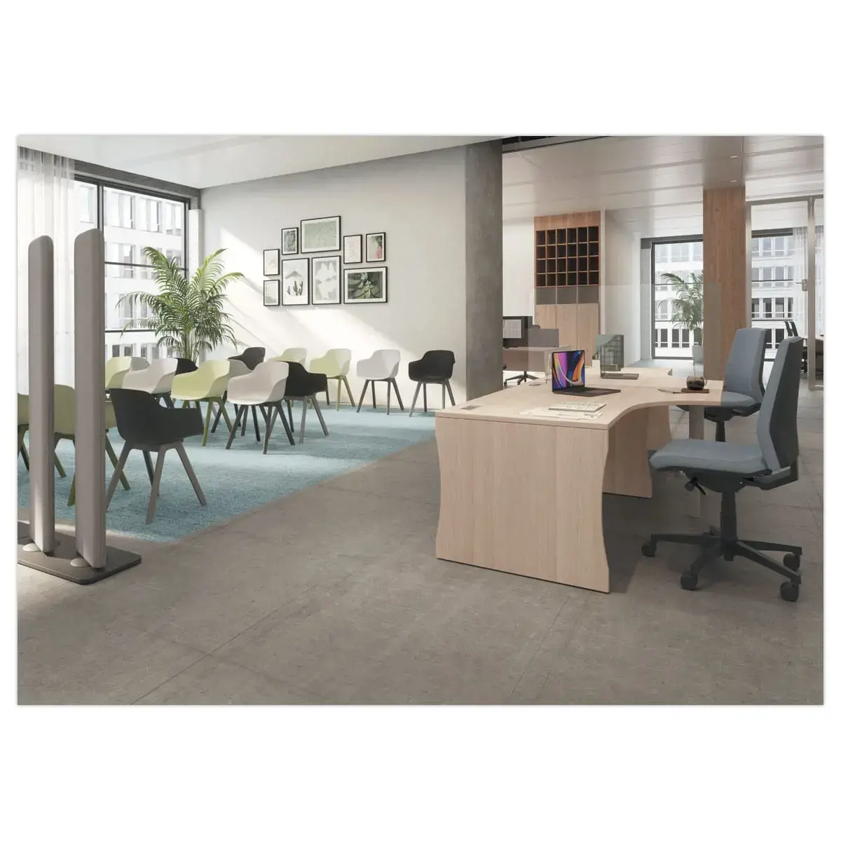 Bureau BUDAPEST compact retour &agrave; droite h&ecirc;tre L160 photo du produit