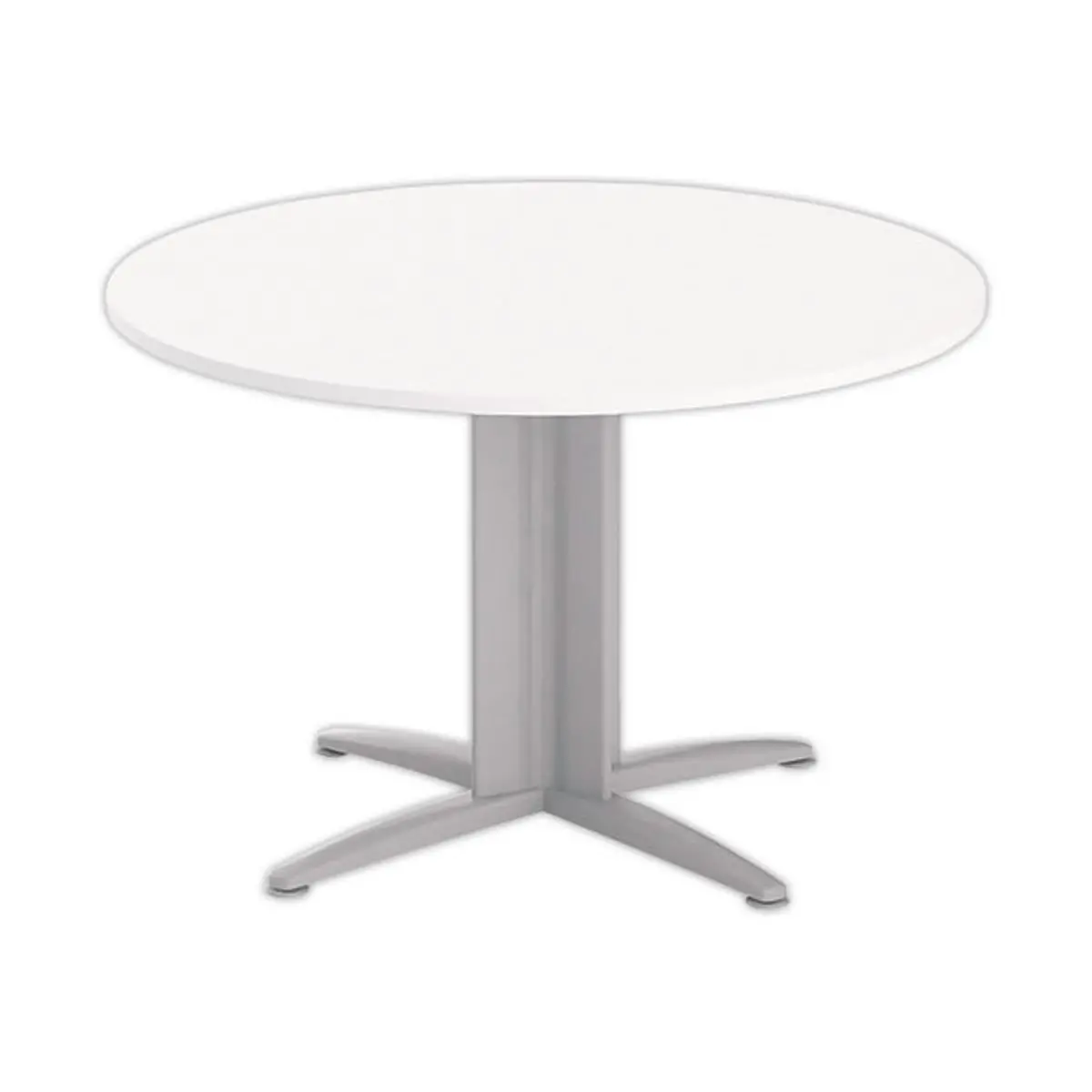 Table réunion ronde diam. 116cm blanc/aluminium photo du produit
