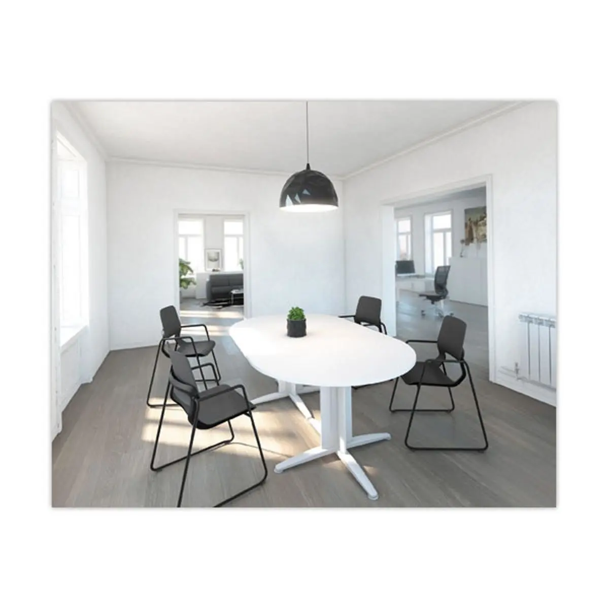 Table réunion ovale 200x120 blanc/blanc photo du produit