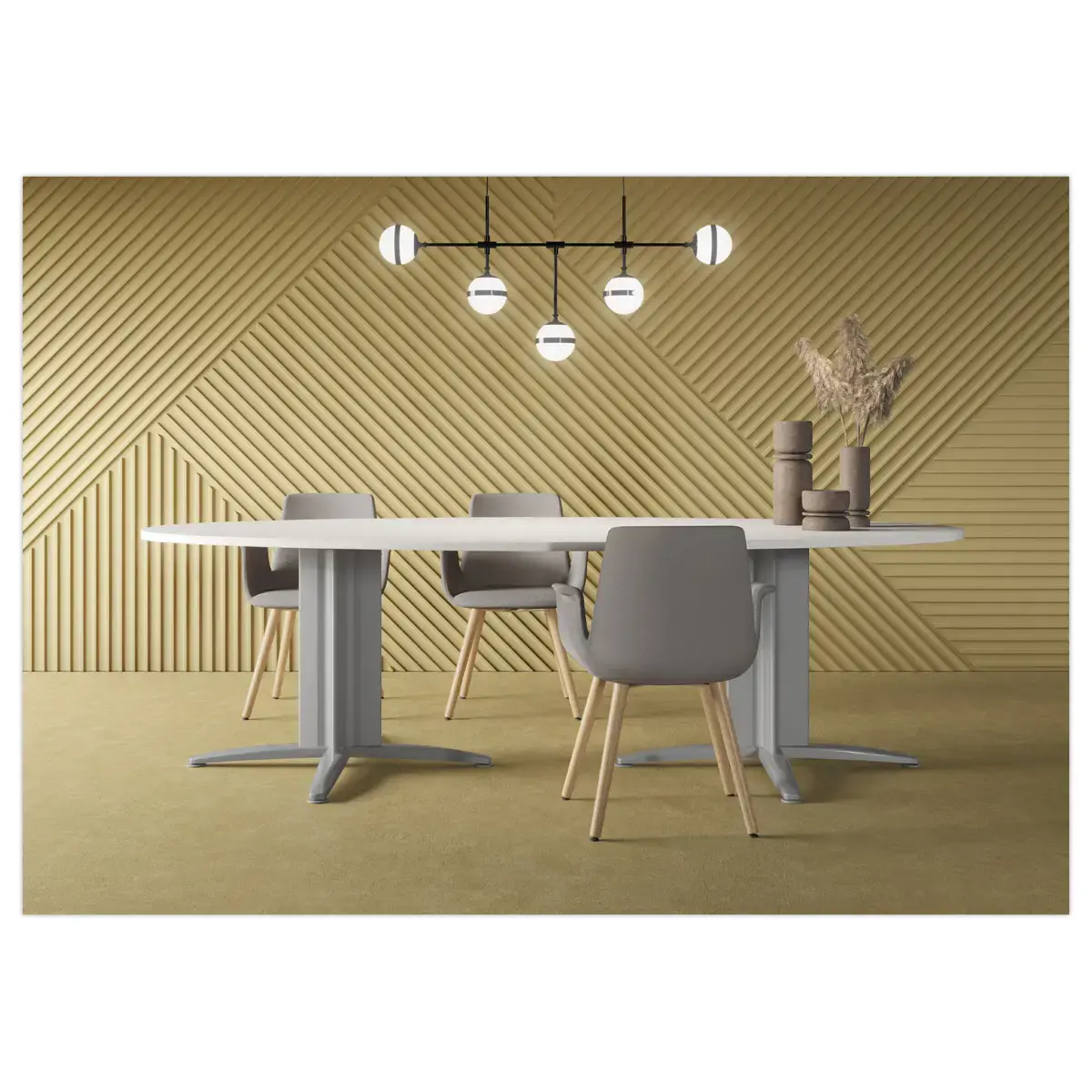Table réunion ovale 200x120 blanc/blanc photo du produit