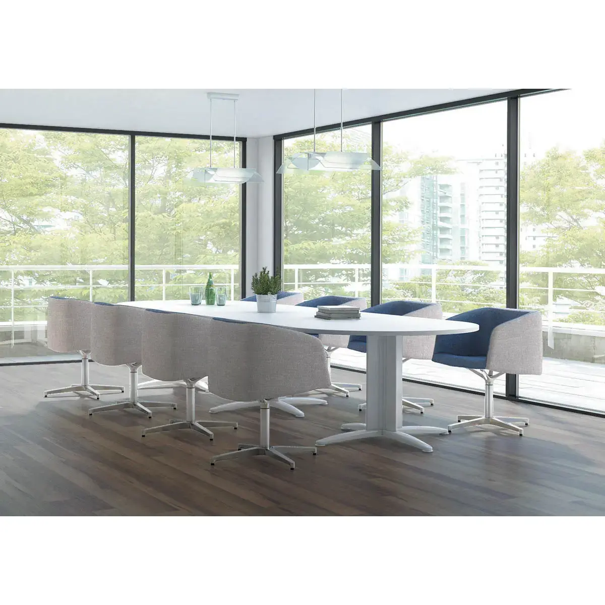 Table réunion ovale 200x120 hêtre/aluminium photo du produit