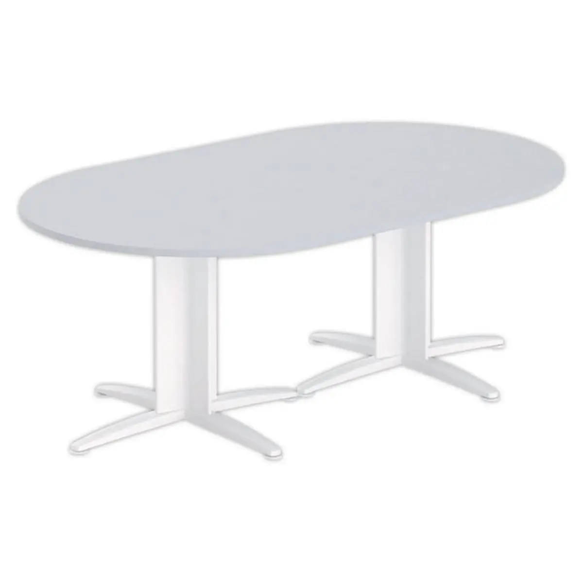 Table réunion ovale 200x120 gris/blanc photo du produit