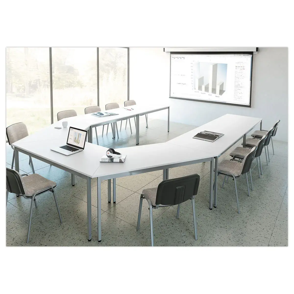 Table modulaire rectangulaire 120 x 60blanc / noir photo du produit